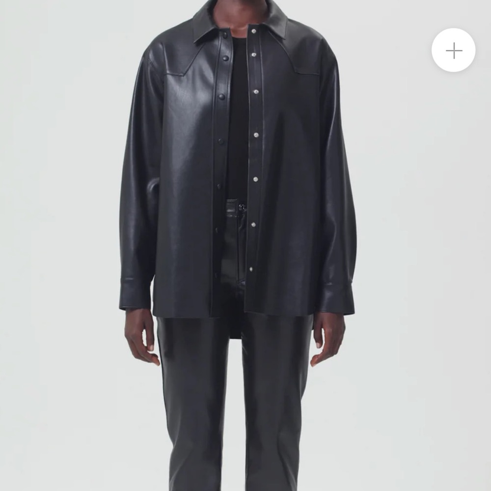 Agolde Leif Vegan Leather Shirt Size Small